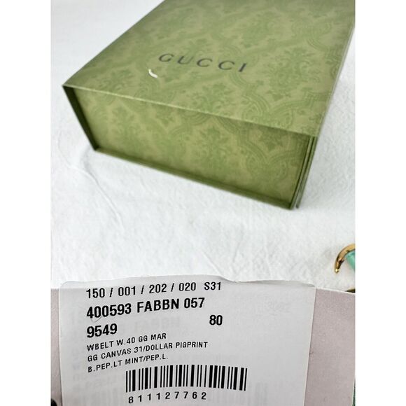 NEW LADIES GUCCI SUPREME BIG PRINT GG MONOGRAM BELT 80 / 32 LEATHER DOLLAR A10 - Picture 6 of 6